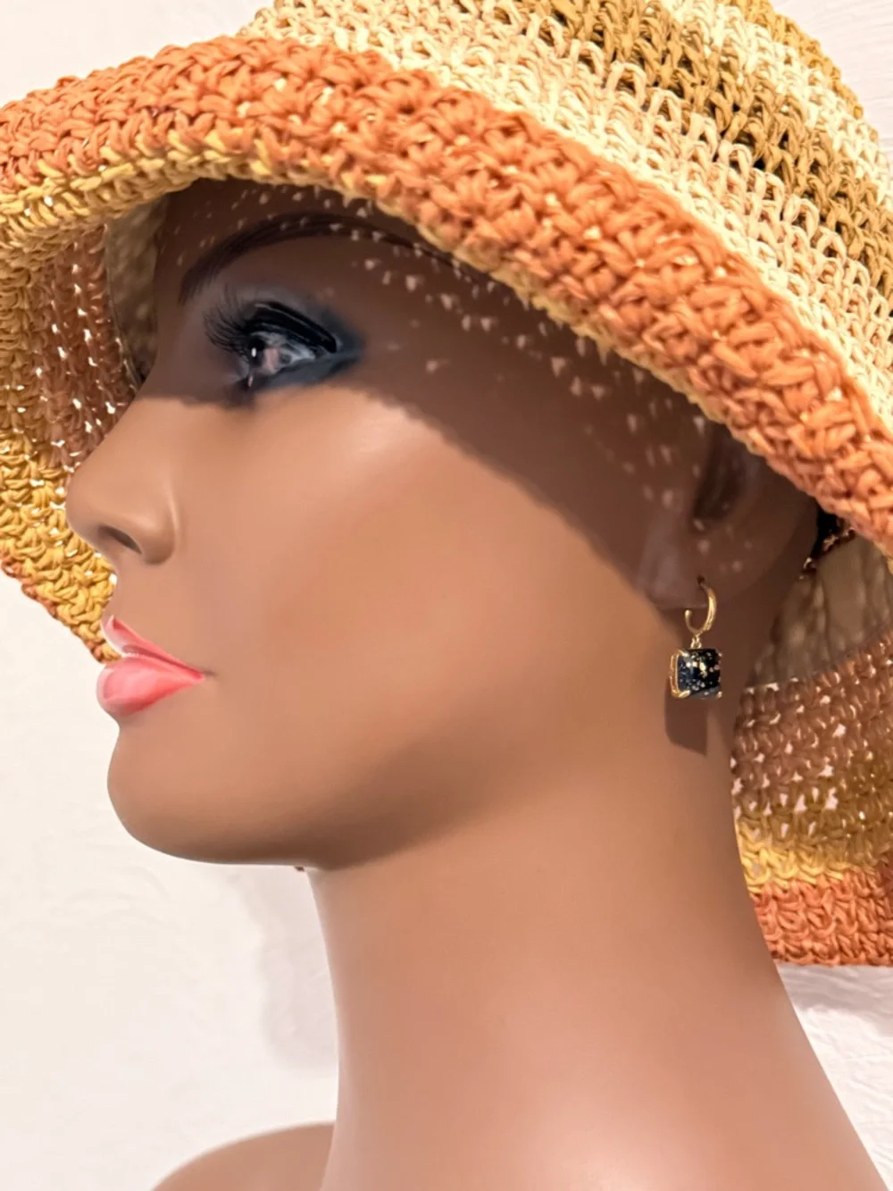Kate Spade Gold Hoop Earrings with Black and Gold Glitter‎ Drops